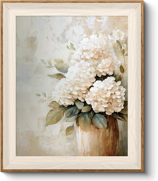 VIYYIEA Framed Wall Art for Living Room, Natural Canvas Prints, Vintage Home Decor, Flowers Painting Picture, Bathroom Wall Decor Gifts for Friends or Family - 12L x 10W