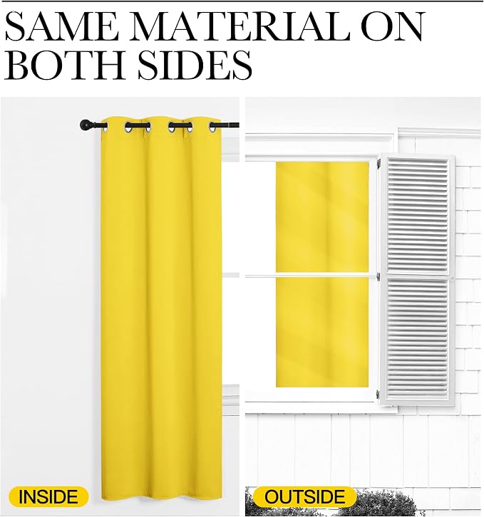 NICETOWN Patio Glass Door Curtains for Bedroom/Living Room, Privacy Panel Drapes for Dining Room and Guest Room (Bright Yellow, 42 inches Wide x 90 inches Long, 1 Pair)