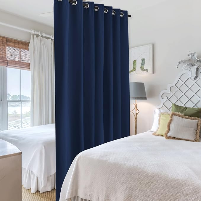 RYB HOME Blackout Curtains Soundproof Energy Saving Insulating Privacy Room Divider Curtains for Patio Sliding Glass Door Living Room Garage Home Theatre Large Window, W 150 x L 90 inches, Navy