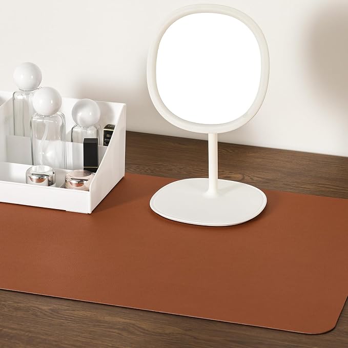 Dual Sided Desk Pad Faux Leather Desk Mat Large Mouse Pad | Desk Pad Protector Non-Slip Waterproof Desk Mouse Pad for Writing Desk, Office, Home(Brown Black 31.5"X15.7")