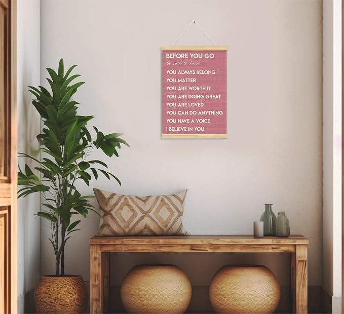 Mental Health Positive Affirmations Inspirational Wall Art Decor, Therapist Nurse Office Signs Wall Art Decor For Office Kids Teen Girls Room Bedroom Playroom Wall Decor Wood Posters Framed（pink）