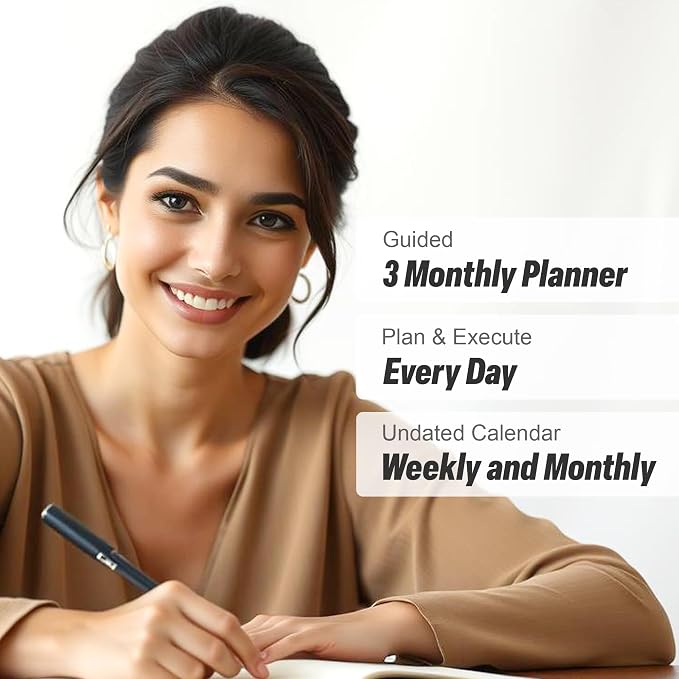 90-Day Goal Planner with Daily Journal, Gratitude & Habit Tracker | Daily Planner, Productivity, Time blocking, Manifestation & Affirmations with Vision Board, Gratitude Journal for Women & Men