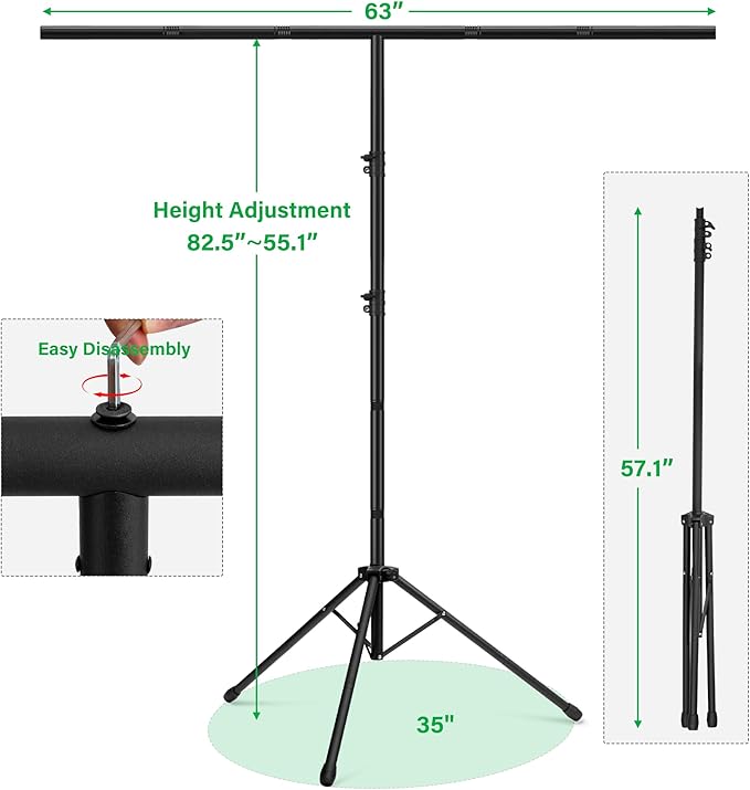Green Screen Backdrop Kit 6.5X5ft,Portable greenscreen Background with Stand,Adjustable T-Shape Photo Backdrop Stand for Photography, Streaming,Video,Studio,Party,Zoom