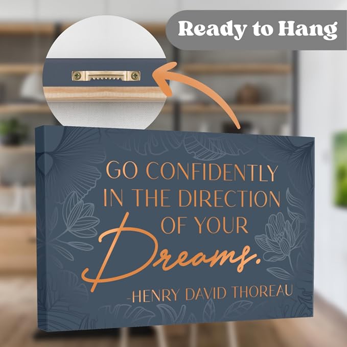 HoneyKICK Motivational Canvas Wall Art for Women - Framed Inspirational Office Decor for Women - Living Room Wall Decor, Office Wall Art, Bedroom Decor - Motivational Wall Decor