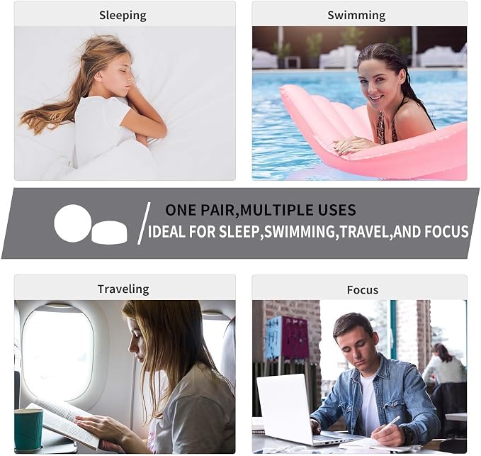 LYSIAN Moldable Soft Ear Plugs for Sleeping - Water Proof Noise Cancelling Wax Reusable Earplugs for Swimming, Travel, Flying - Suit for Side Sleeper, Kid and Adult