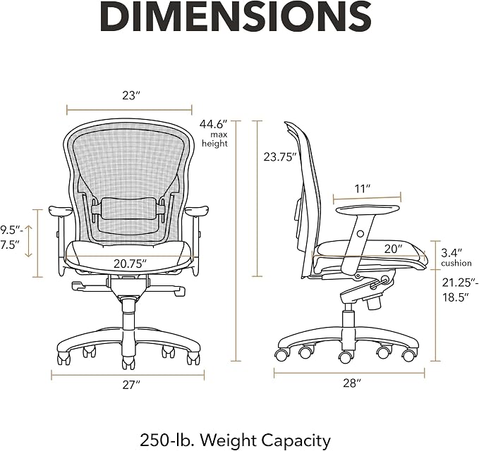 HON Wave Ergonomic Office Chair, Lumbar Support, Desk Chair, Black | Leather high back ergonomic office desk chair with lumbar support, adjustable arms, office decor, advanced tilt for comfort