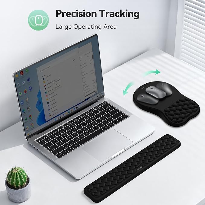 TECKNET Ergonomic Mouse Pad with Wrist Rest,Keyboard Pad and Mousepad with Wrist Support,Massage Design Effectively Relieves Carpal Tunnel Syndrome Suitable for Computers and Laptops