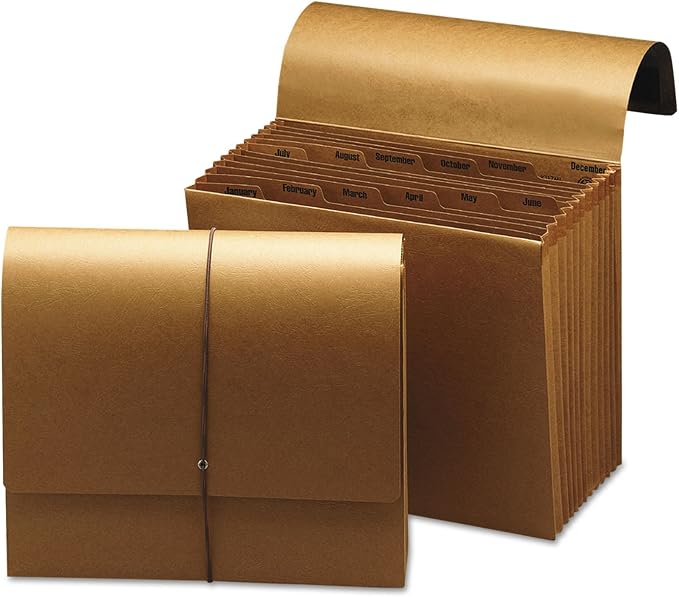 Smead Expanding File with Flap and Cord Closure, 12 Pockets, Monthly (Jan-Dec), Letter Size, Kraft (70186) (Pack of 1)