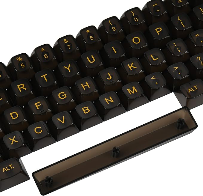 Guffercty kred 61 Keys Black Clear Keycap Set, Transparent Black Keycaps 60 Percent PC Material OSA Profile Only for 60% Keyboard(Obsidian-OSA)