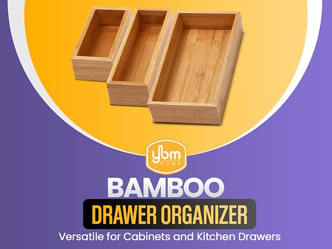 YBM HOME & Kitchen Bamboo Drawer Organizer Box 14" Lx10 Wx2 H #319