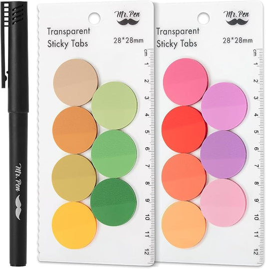 Mr. Pen- Transparent Sticky Note Set, 560Sheets, Colorful, Round Transparent Sticky Notes Set, Stocky Notes for Bible Journaling