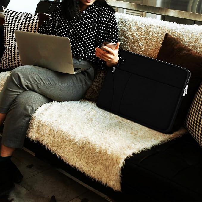 Laptop Sleeve 17 inch, Shockproof Protective Carrying Briefcase Computer Case with Zippered Pocket, Traveling Laptop Cover Compatible for HP, Dell, Asus, Lenovo, Notebook, Black