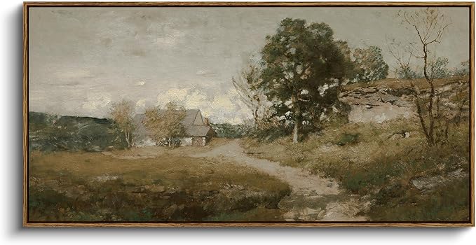 InSimSea Extra Large Framed Vintage Wall Art, Living Room Country Farmhouse Decor, Retro Road Landscape Paintings, Canvas Prints, Rustic Scenery Long Pictures for Bedroom Above of Bed,20x40inch