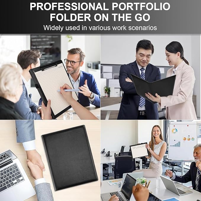 Padfolio Clipboard Folder Portfolio, Faux Leather Storage Clipboard with Cover for Legal Pad Holder Letter Size A4 Writing Pad for Business School Office Conference Notepad Clip Boards