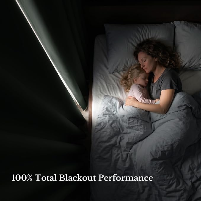 NICETOWN 100% Blackout Curtains 84 inches Long, Pair of Energy Smart & Noise Blocking Out Drapes for Baby Room Window, Thermal Insulated Guest Room Lined Window Dressing(Dark Mallard, 52 inches Wide)