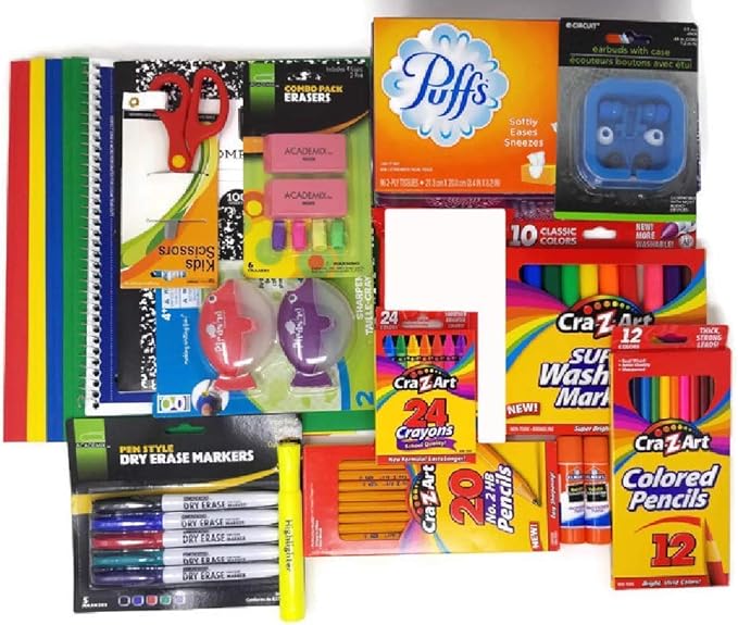 Back to School Supplies Bundle for Pre-K, Kindergarten, 1st, 2nd, 3rd Grade (12)
