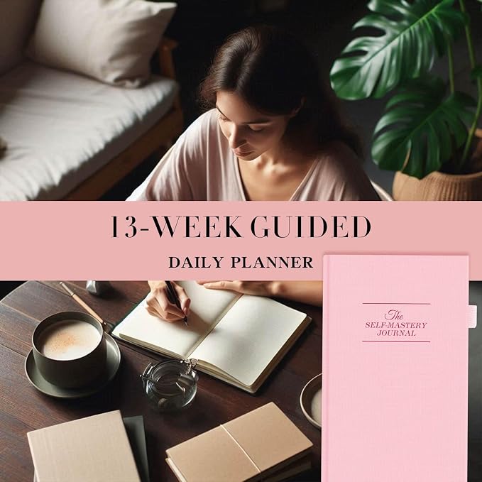 Self-Mastery Journal for Women - Gratitude Journal for Daily Reflection, Mindfulness, and Self-Care - Guided Manifestation Journals - Inspirational Goal Journals with Pen Holder (Pink)