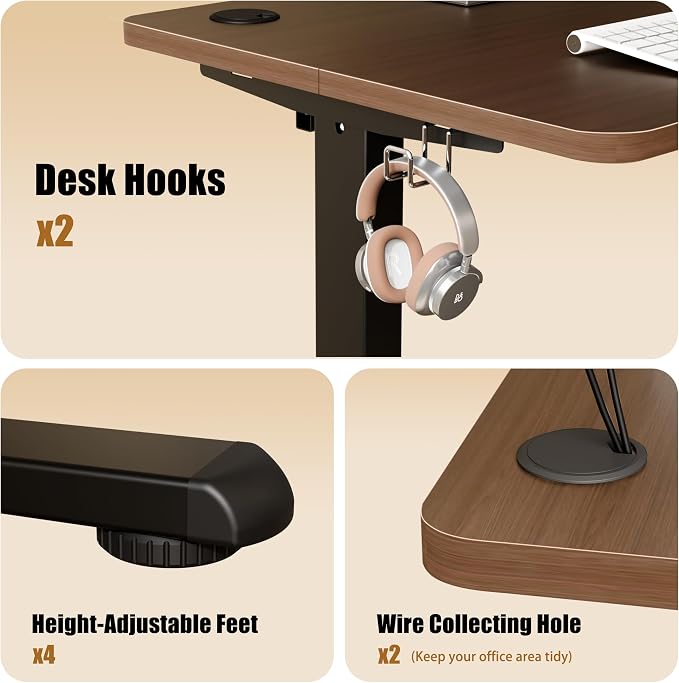 Small Standing Desk, 32"x24" Height Adjustable Sit-Stand Office, Walnut | Electric Adjustable Standing Desk, Sit to Stand Computer Office Desk with Splice Board, Memory Preset, Lifts 28.7''-46.5"