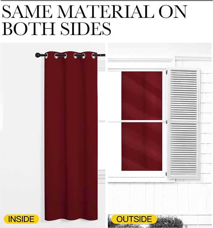 NICETOWN Blackout Curtain Blind for Bedroom, Single Panel, W42 x L45 inches, Burgundy Red, Thermal Insulated Grommet Blackout Room Darkening Drape/Drapery