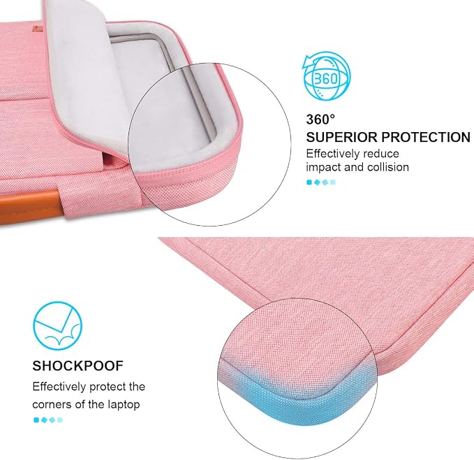Lacdo 360° Protective Laptop Sleeve Case for 15 inch New MacBook Air M5/A3448 (2026), M4 A3241 2025, M3 A3114, M2 A2941 2024-2023, 15 inch MacBook Pro A1990 A1707, Computer Bag, Water-Resistant, Peach