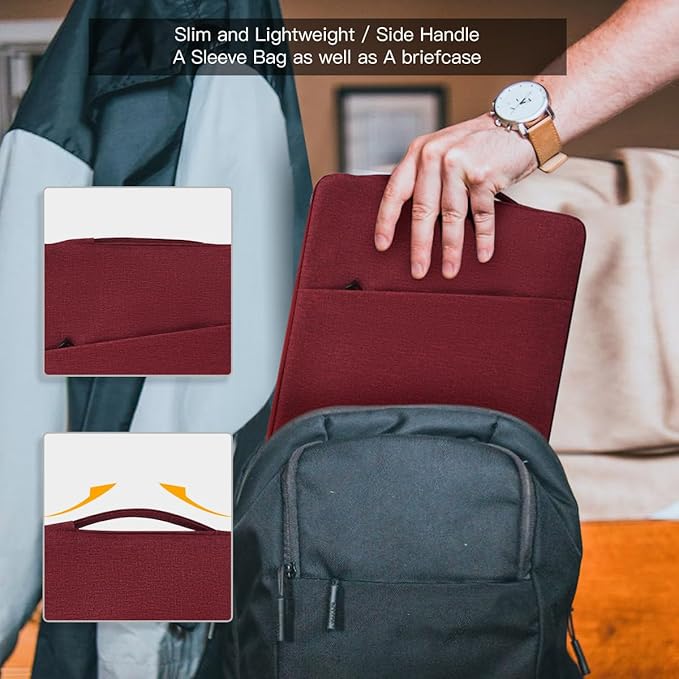 13 inch Laptop Sleeve Case for 13 inch New MacBook Air M4 A3240 2025/ M3 A3113/ M2 A2681/ M1 A2337 Computer Bag, Wine Red