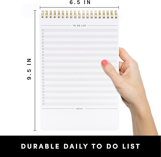 PAPERAGE To Do List Notepad, Daily To Do List Notebook, 60 Double-sided Tear-off Sheets, 1 Pack, 6.5" x 9.5", Undated Daily Planner Checklist for Office, School or Home (Black/White)