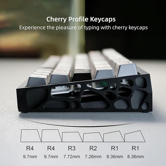womier Metal Paint Textured Mechanical Keyboard Keycaps, Retro Dye Sub & Double Shot PBT Keycaps 60 75 100 Percent, Cherry Profile Custom Aluminum Keyboard Keys Caps Set 112 Keys, Space Gray