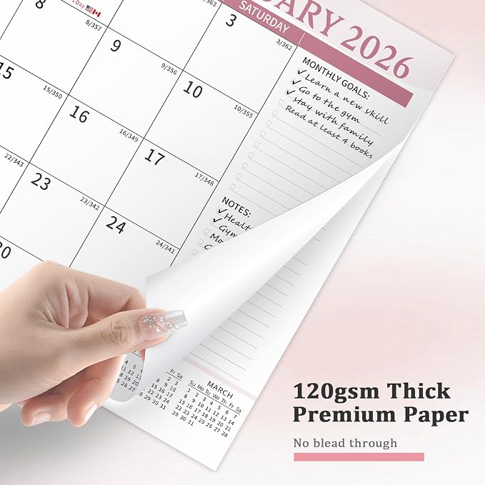 Ospelelf Desk Calendar Refill 2026-2027 Large 10"x16" Monthly Planner with Protective Cover 18 Months January 2026 - June 2027 Pink
