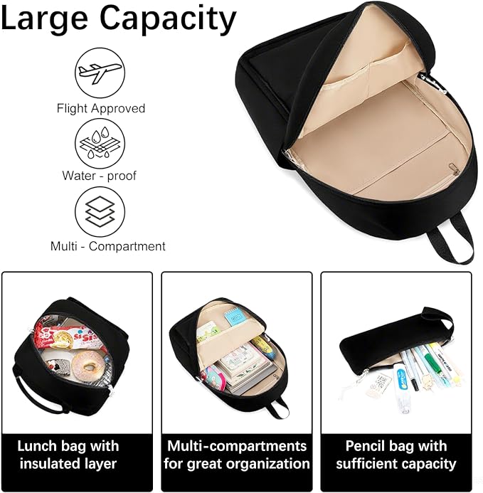 Bluboon Teens Backpack Set Girls School Backpack Lunch Box Pencil Bags Student Bookbags 3 in 1