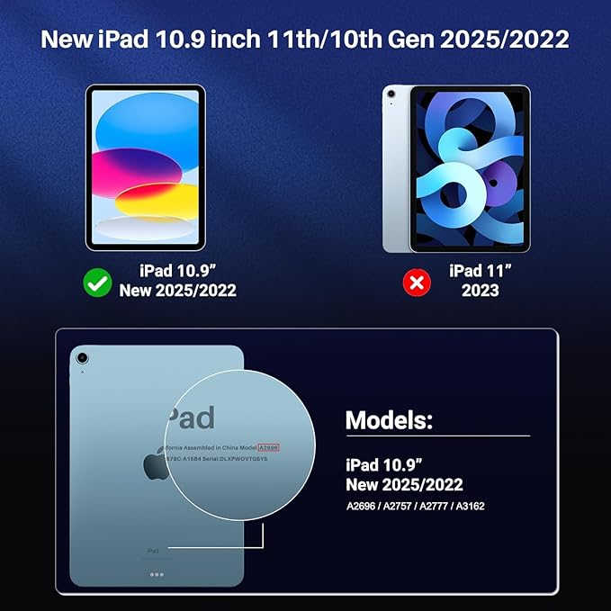 ZOEGAA Privacy Screen Protector For iPad A16 10.9 Inch/11 Inch 2022/2025 11th/10th Generation, Anti Blue Light And Glare Face Id & Apple Pencil Compatible Case Friendly