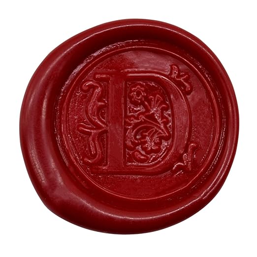 Medieval Antique Initial Alphabet Wax Seal Stamp, Brass Head Wooden Handle, for Thanksgiving Card/Envelope/Gift Wrap/Wedding Engagement Party Invitation - Letter D