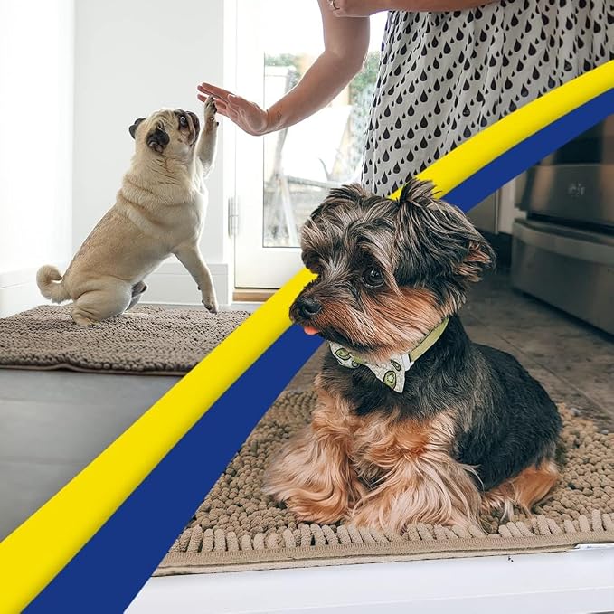 Muddy Mat® | Super Absorbent Door Mat Indoor, Microfiber Quick Dry Chenille Entryway Rug, Non-Slip Front Door Mat, Indoor Mats for Entryway, Machine Washable Pet Rug, Taupe 2ft x 4ft