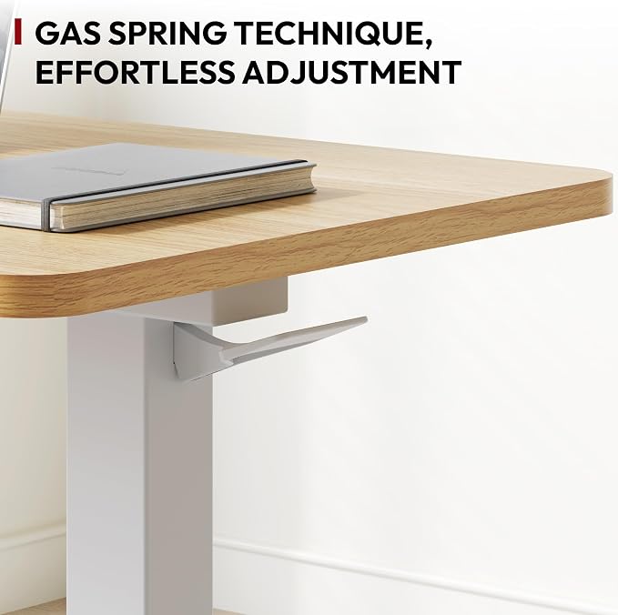 SANODESK 28''Mobile Standing Desk with Hidden Wheels,Pneumatic Laptop Desk | Sofa Computer Cart Movable Height Adjustable Table Small Sit Stand Desk for Home Office Hospital Use,27.6" W x 15.7" D,Maple