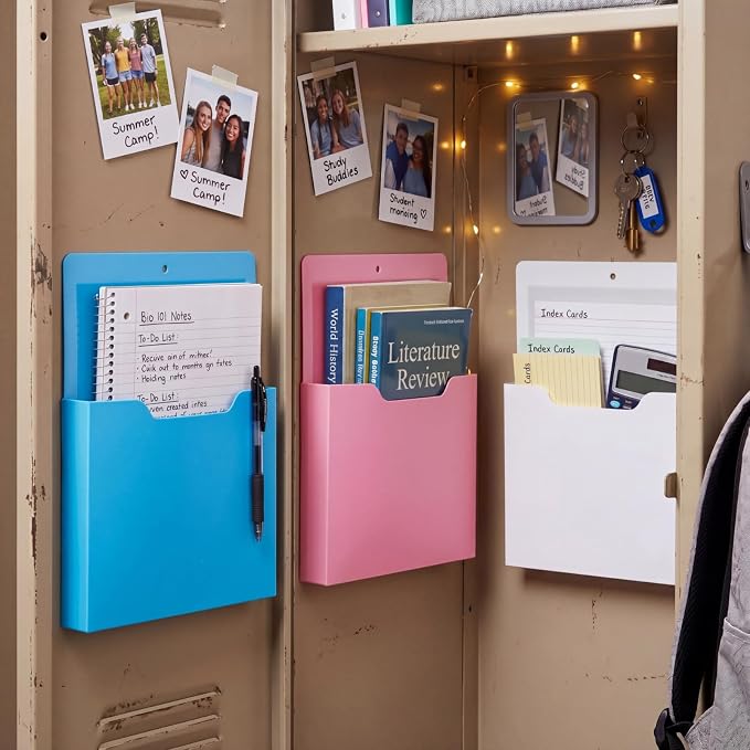 Gilprop 8 Pack Magnetic File Holder, 10"x13"x1.2" Magnetic Wall File Folders for Whiteboard, Hanging Classroom Organizer Storage, Refrigerator Magazine Holder for Mail Letters Paper Desk Office