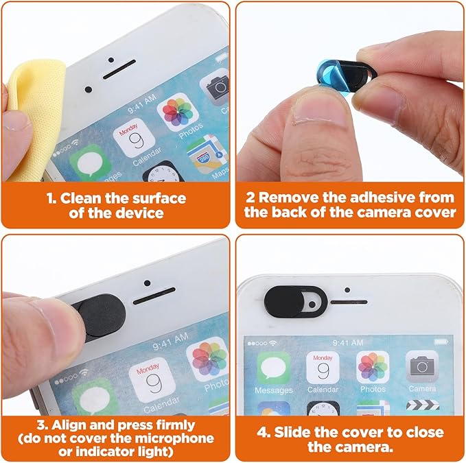 64Pcs Webcam Cover, Ultra Thin Laptop Camera Cover Slide for Laptop/Cell Phone/PC/Tablet PC Accessories Camera Blocker Slider, Great for Privacy - Black