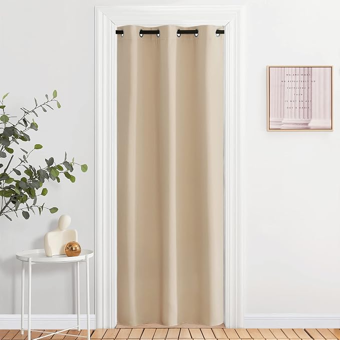 NICETOWN Doorway Curtains, Room Darkening Curtain and Drape Energy Efficient Warmth Grommet Curtain for Office & Classroom (Biscotti Beige, Sold Individually, 42 inches Wide by 84 inches Long)