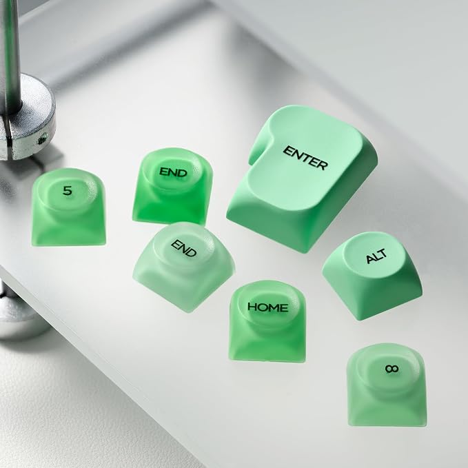 PBT Keycaps, XVX Green Apple Jelly HOA Profile, 132-Key Cute Custom Keycaps (for Mechanical Keyboards with Cherry/Gateron MX Switches)-Apple Green