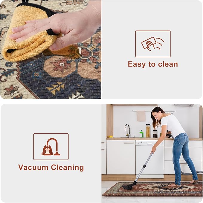 KIMODE Farmhouse Kitchen Mats, Anti Fatigue Kitchen Rugs Sets of 2, Non Slip Waterproof Kitchen Floor Mats, Ergonomic Cushioned Comfort Standing Mat, Red Laundry Room Rug for Office, Sink, Desk