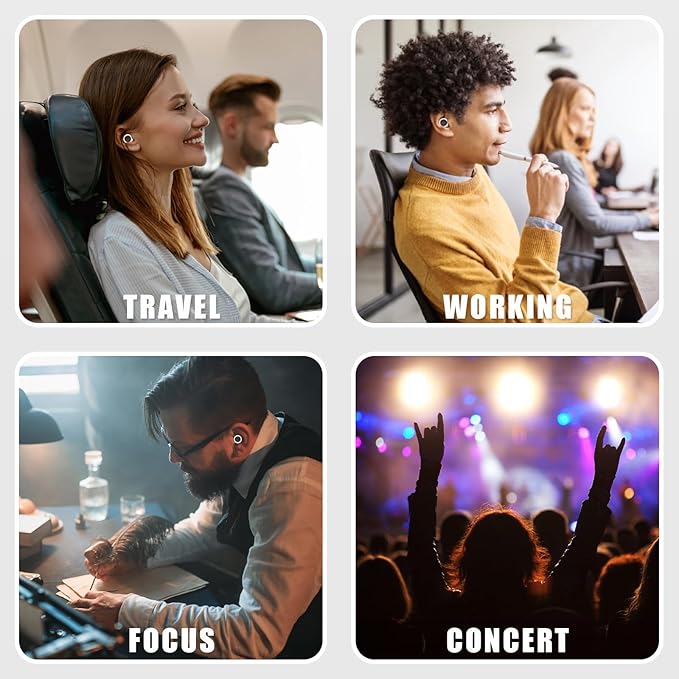 Ear Plugs for Sleeping Noise Cancelling, 2 Sets Ultralight Reusable Sleep Earplugs with 8 Ear Tips, Silicone Hearing Protection Ear Plugs for Concert and Travel,Focus, Soft Earplugs for Sleep