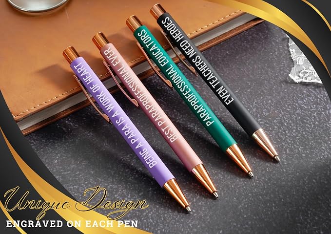 InnoBeta Paraprofessional Appreciation Gifts, Gifts for Teacher Paraprofessional, Ballpoint Pen Set of 4, Idea for Paraprofessional on Appreciation Day and Christmas