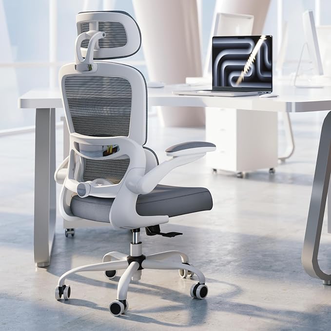 TRALT Office Chair Ergonomic Desk Chair, 330 LBS Home Mesh Office Desk Chairs with Wheels, Comfortable Gaming Chairs (White)