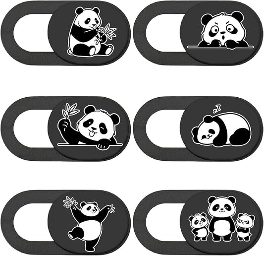6Pcs 6 Styles Panda Camera Cover Webcam Cover Slide Cute Animal Design Privacy Guard Webcam Protector for Laptop Desktop Computer Tablet Phone Notebook Mini PC Accessories Home Office Use