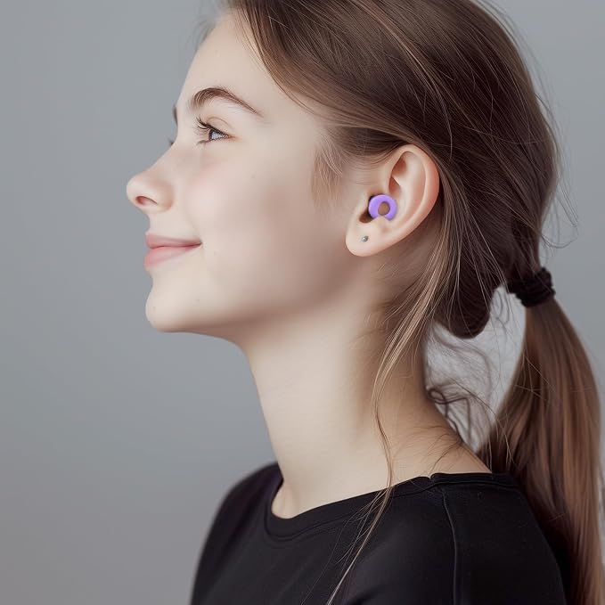 Noise Canceling Earplugs for Sleep and Concentration– New Flexible Earplugs for Better Attenuation–2 Pair Reusable –Deal for Side Sleepers &Noise Sensitive Person – 27dB Noise Cancellation–Purple