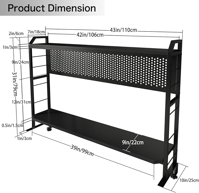 PROXRACER Ergonomic Monitor Stand for 42" and Up Tables, Adjustable Shelf, Rust-Free Metal Frame, Supports 200 lbs, Easy Assembly, Suitable for Gaming and Office