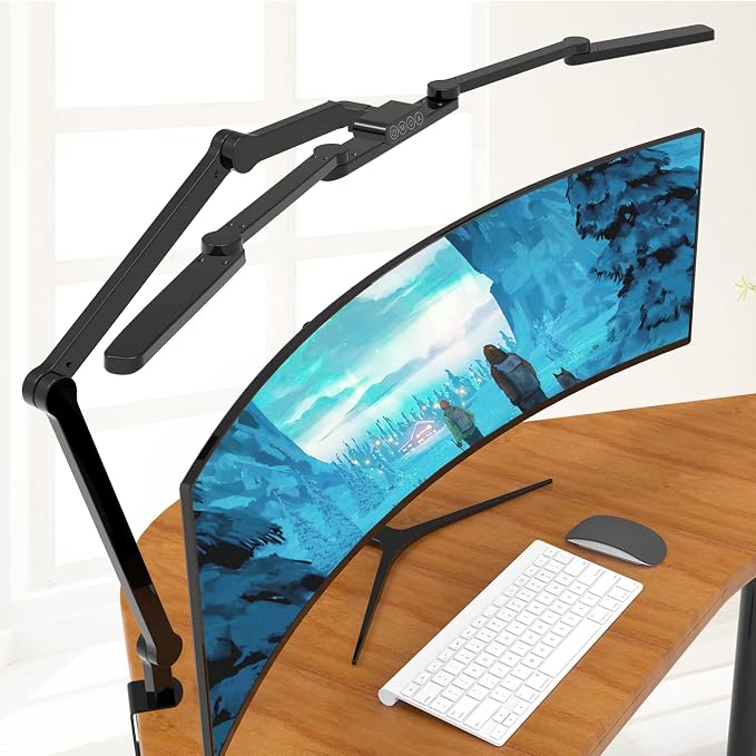 EPABINA LED Desk Lamp with Clamp, 41.5" Clamp on Architect Desk Lamp for Home Office, 24W Bright Tall Computer LED Table Light Adjustable Overhead Clip on Office Lighting for Work Craft