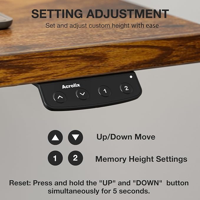 Acrolix Electric Standing Desk, Height Adjustable Home Office Desk with Memory Presets & Cable Management,Rustic Brown Sit Stand Desk for Work from Home, Ergonomic Computer Desk (55" x 24")