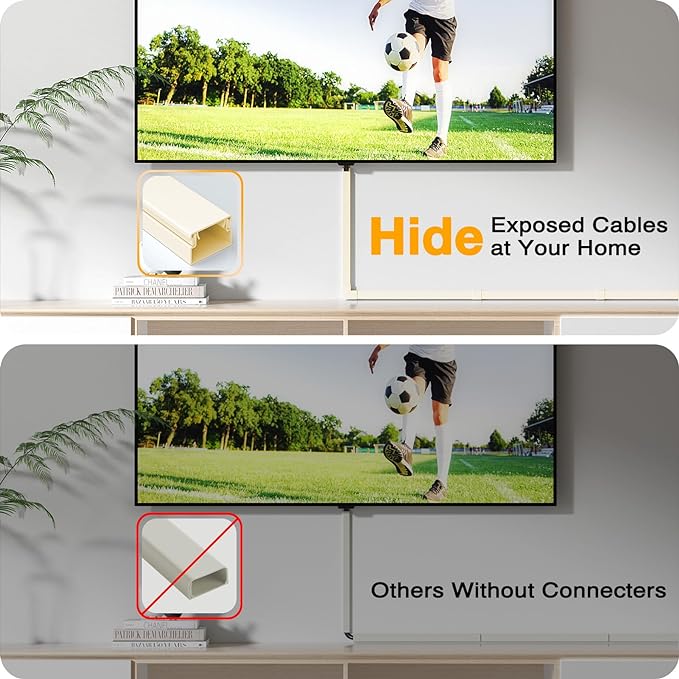 Delamu 157in Cord Hider, Cord Cover Wall Cable Management, Paintable Wire Cover for Cords, Cable Hider Raceway Kit, Cable Cover Concealer, Wire Hiders for TV on Wall, 10 X L15.7 W1.18 H0.6in, Beige