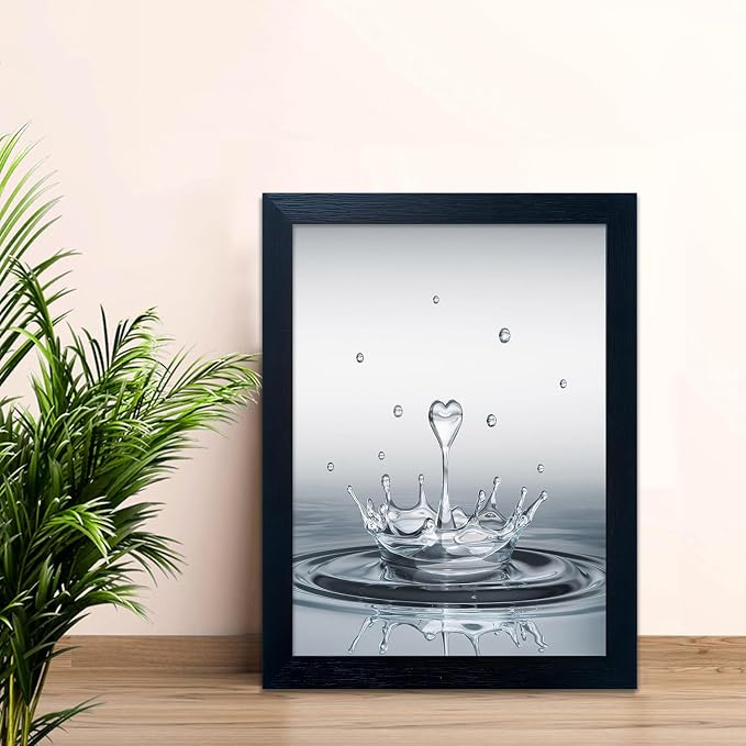 Framed Bathroom Wall Art Heart Water Drop Splash Canvas Print Artwork Bathroom Pictures Wall Decor Modern Painting for Home Office Decoration