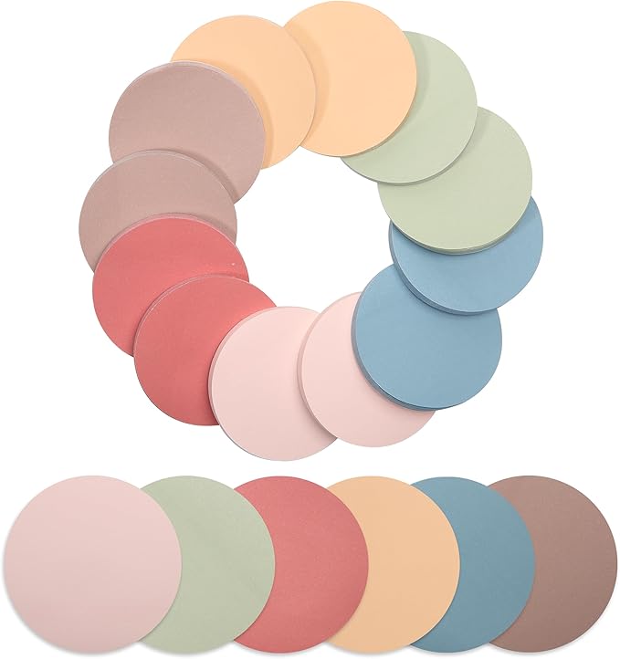 Mr. Pen- Round Sticky Notes, 12 Pads, 720 Sheets, Vintage Color, 2.8" x 2.8" Colorful Sticky Notes Bulk, Stocky Notes for Bible Journaling