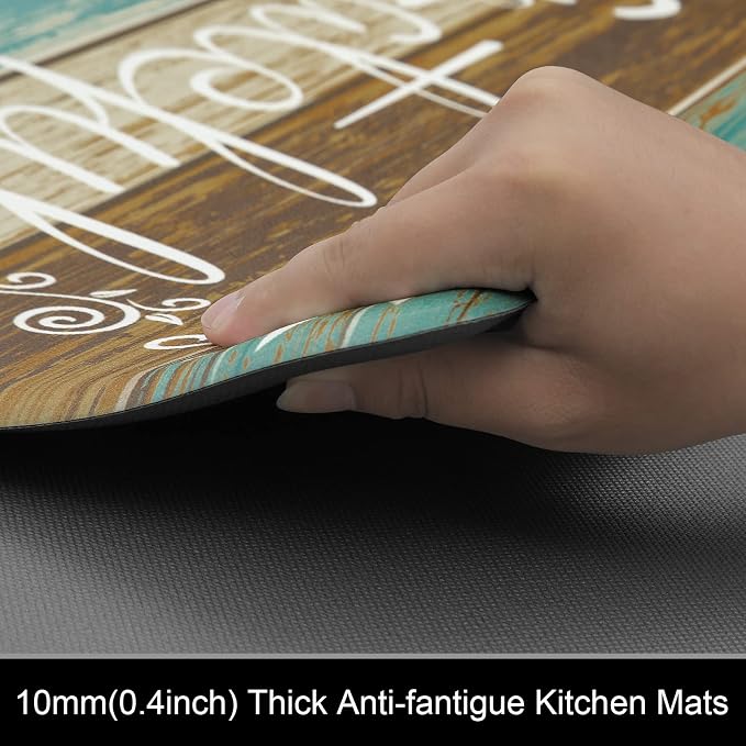 HEBE Anti Fatigue Kitchen Mat Set of 2 Non Slip Cushioned Kitchen Mats for Floor Waterproof Farmhouse Kitchen Rugs and Mats Set Comfort Standing Desk Mat Carpet for Sink,Office,Laundry